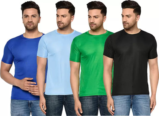 Luxce Men's Pack of 4 Half Sleeves Round Neck T-shirt With FREE SMART WATCH