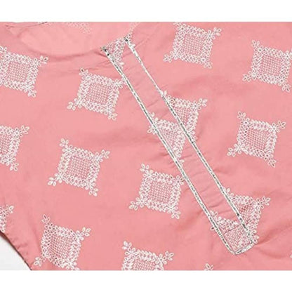Women's Rayon Printed Straight Kurti (Pink)
